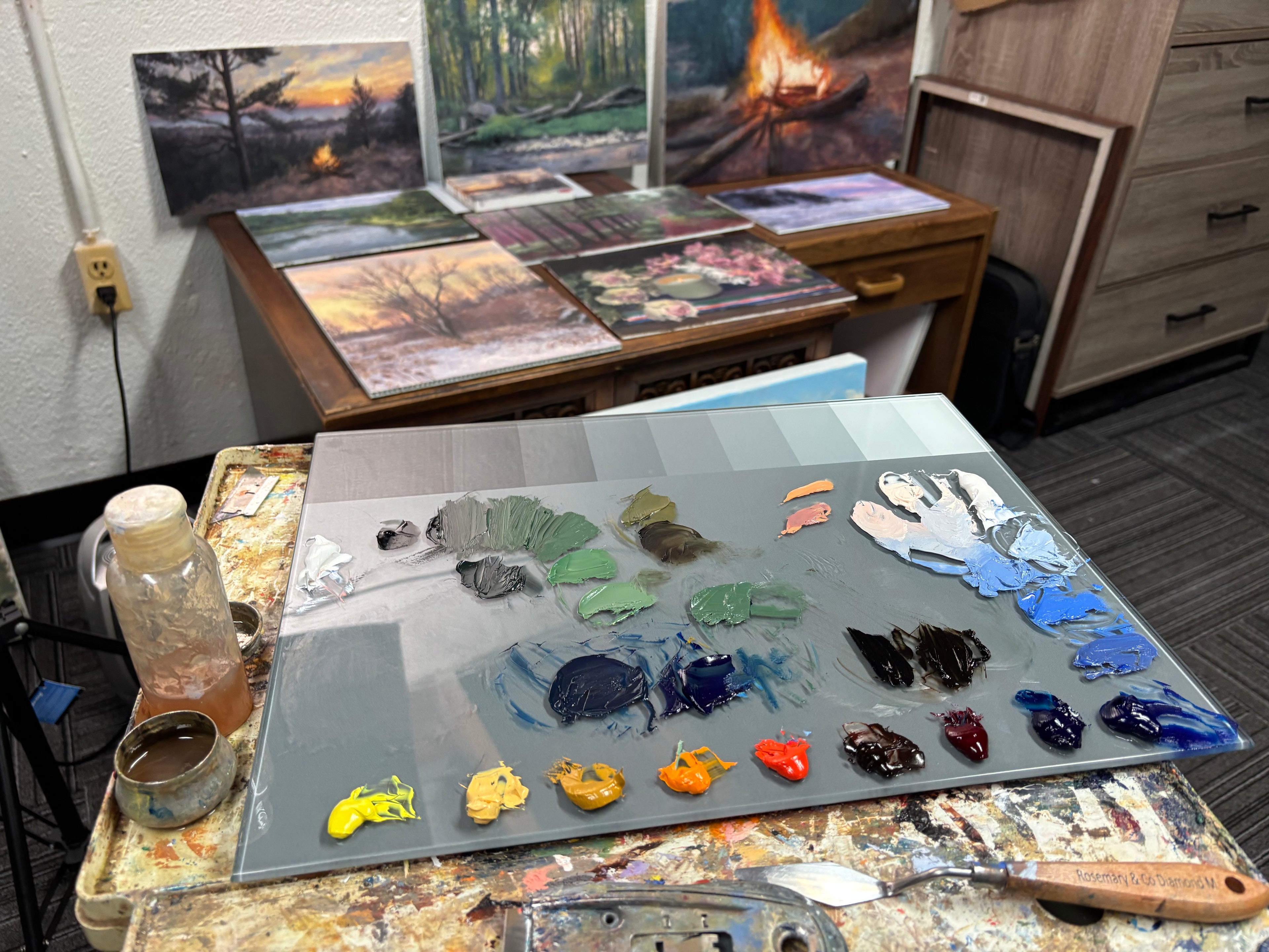 Glass Oil painting palette for artists
